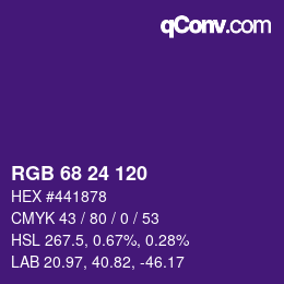 カラーコード: RGB 68 24 120 | qconv.com