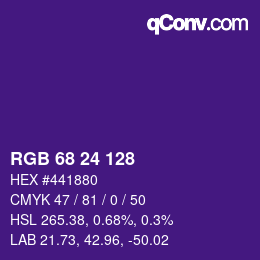 カラーコード: RGB 68 24 128 | qconv.com