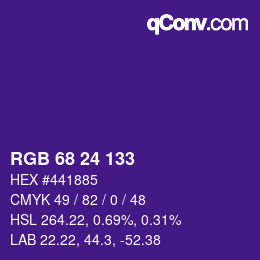 カラーコード: RGB 68 24 133 | qconv.com