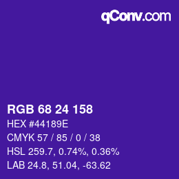 Color code: RGB 68 24 158 | qconv.com