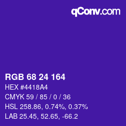 Color code: RGB 68 24 164 | qconv.com