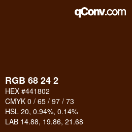 カラーコード: RGB 68 24 2 | qconv.com