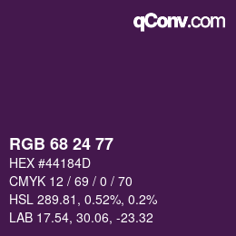 Color code: RGB 68 24 77 | qconv.com