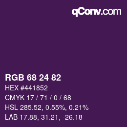 Color code: RGB 68 24 82 | qconv.com