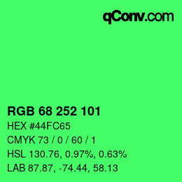 カラーコード: RGB 68 252 101 | qconv.com