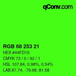 Code couleur: RGB 68 253 21 | qconv.com
