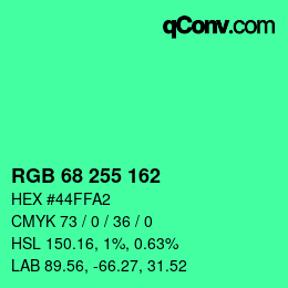 Color code: RGB 68 255 162 | qconv.com