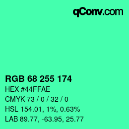 Color code: RGB 68 255 174 | qconv.com