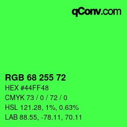 Color code: RGB 68 255 72 | qconv.com