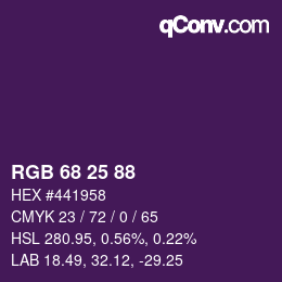 颜色代码: RGB 68 25 88 | qconv.com