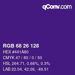 Color code: RGB 68 26 128 | qconv.com
