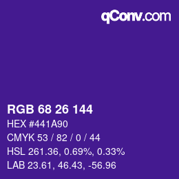 カラーコード: RGB 68 26 144 | qconv.com