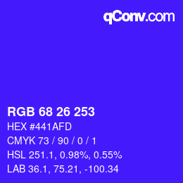 カラーコード: RGB 68 26 253 | qconv.com
