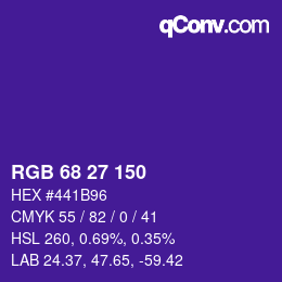カラーコード: RGB 68 27 150 | qconv.com