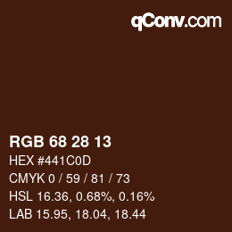Color code: RGB 68 28 13 | qconv.com