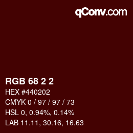 Color code: RGB 68 2 2 | qconv.com