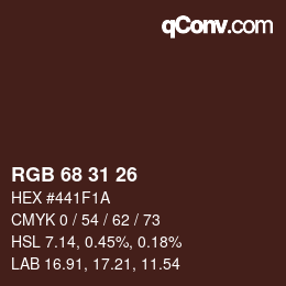 Color code: RGB 68 31 26 | qconv.com