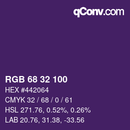 カラーコード: RGB 68 32 100 | qconv.com