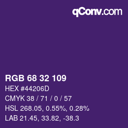 カラーコード: RGB 68 32 109 | qconv.com