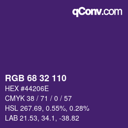 カラーコード: RGB 68 32 110 | qconv.com