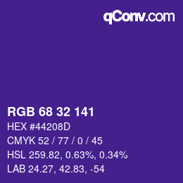 カラーコード: RGB 68 32 141 | qconv.com