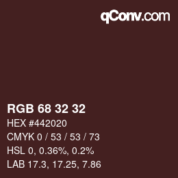カラーコード: RGB 68 32 32 | qconv.com