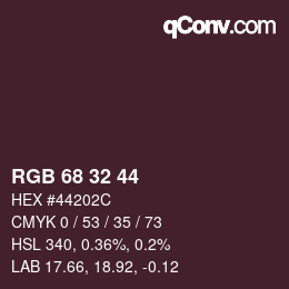 Color code: RGB 68 32 44 | qconv.com