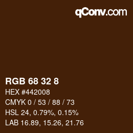Color code: RGB 68 32 8 | qconv.com