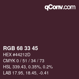 カラーコード: RGB 68 33 45 | qconv.com