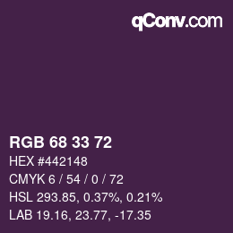 カラーコード: RGB 68 33 72 | qconv.com