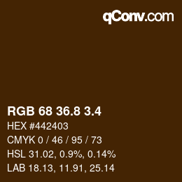 カラーコード: RGB 68 36.8 3.4 | qconv.com
