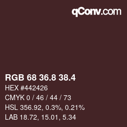 カラーコード: RGB 68 36.8 38.4 | qconv.com