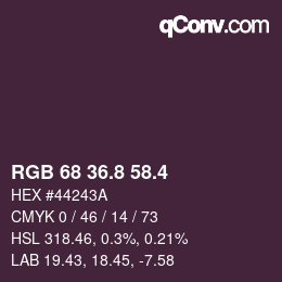 カラーコード: RGB 68 36.8 58.4 | qconv.com