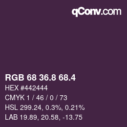 カラーコード: RGB 68 36.8 68.4 | qconv.com