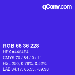 Farbcode: RGB 68 36 228 | qconv.com