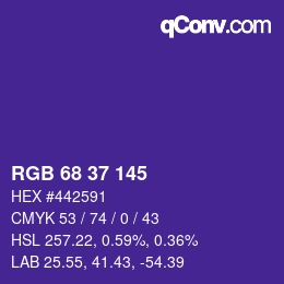カラーコード: RGB 68 37 145 | qconv.com