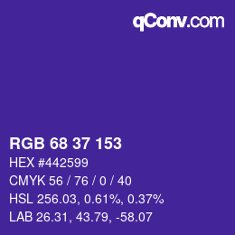 カラーコード: RGB 68 37 153 | qconv.com