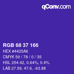 Color code: RGB 68 37 166 | qconv.com