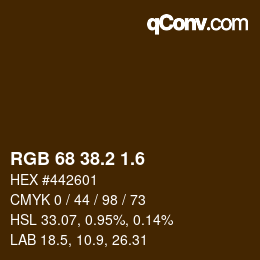 カラーコード: RGB 68 38.2 1.6 | qconv.com