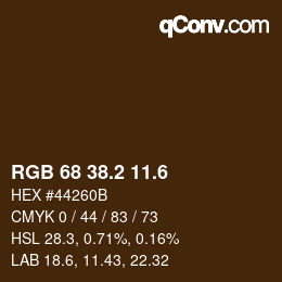 カラーコード: RGB 68 38.2 11.6 | qconv.com