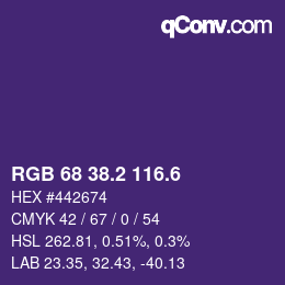 カラーコード: RGB 68 38.2 116.6 | qconv.com