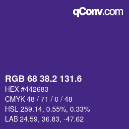 カラーコード: RGB 68 38.2 131.6 | qconv.com