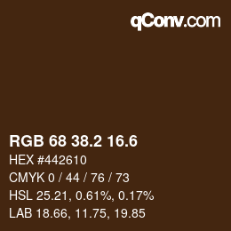 カラーコード: RGB 68 38.2 16.6 | qconv.com