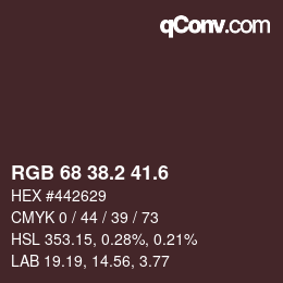 カラーコード: RGB 68 38.2 41.6 | qconv.com
