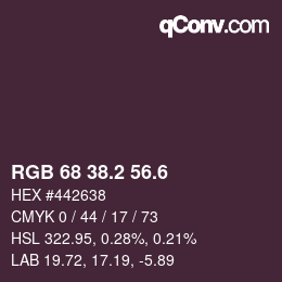 カラーコード: RGB 68 38.2 56.6 | qconv.com