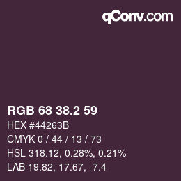 カラーコード: RGB 68 38.2 59 | qconv.com