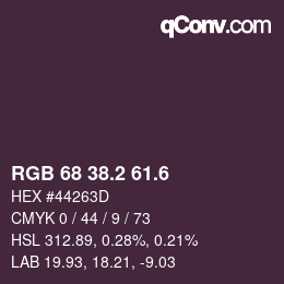 カラーコード: RGB 68 38.2 61.6 | qconv.com