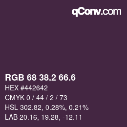 カラーコード: RGB 68 38.2 66.6 | qconv.com