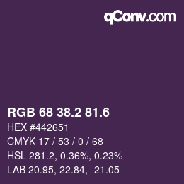 カラーコード: RGB 68 38.2 81.6 | qconv.com