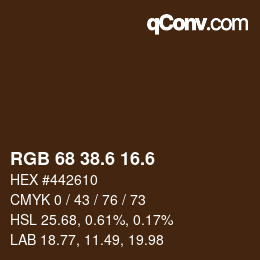 カラーコード: RGB 68 38.6 16.6 | qconv.com